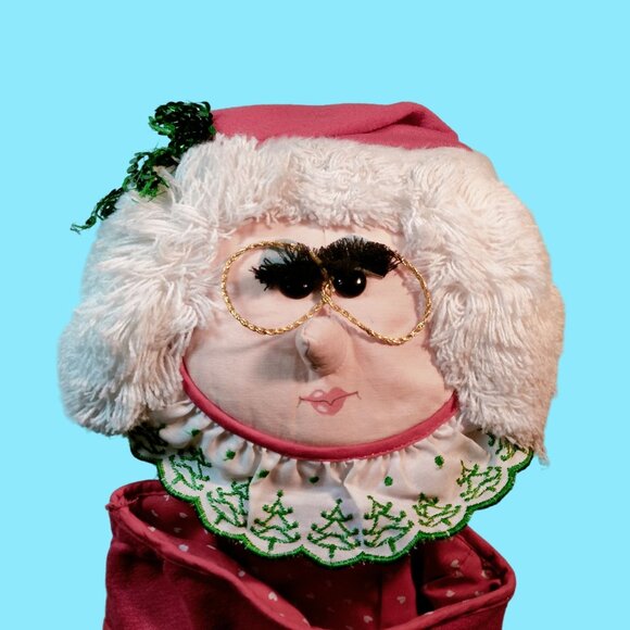 MR Mrs Claus Christmas Stockings Santa Claus Couple Large Plush head Handmade - Picture 7 of 16